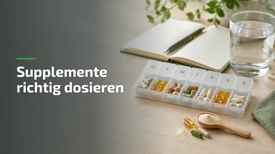 Supplemente Dosierung: Kapseln im Wochendosierer mit Messlöffel